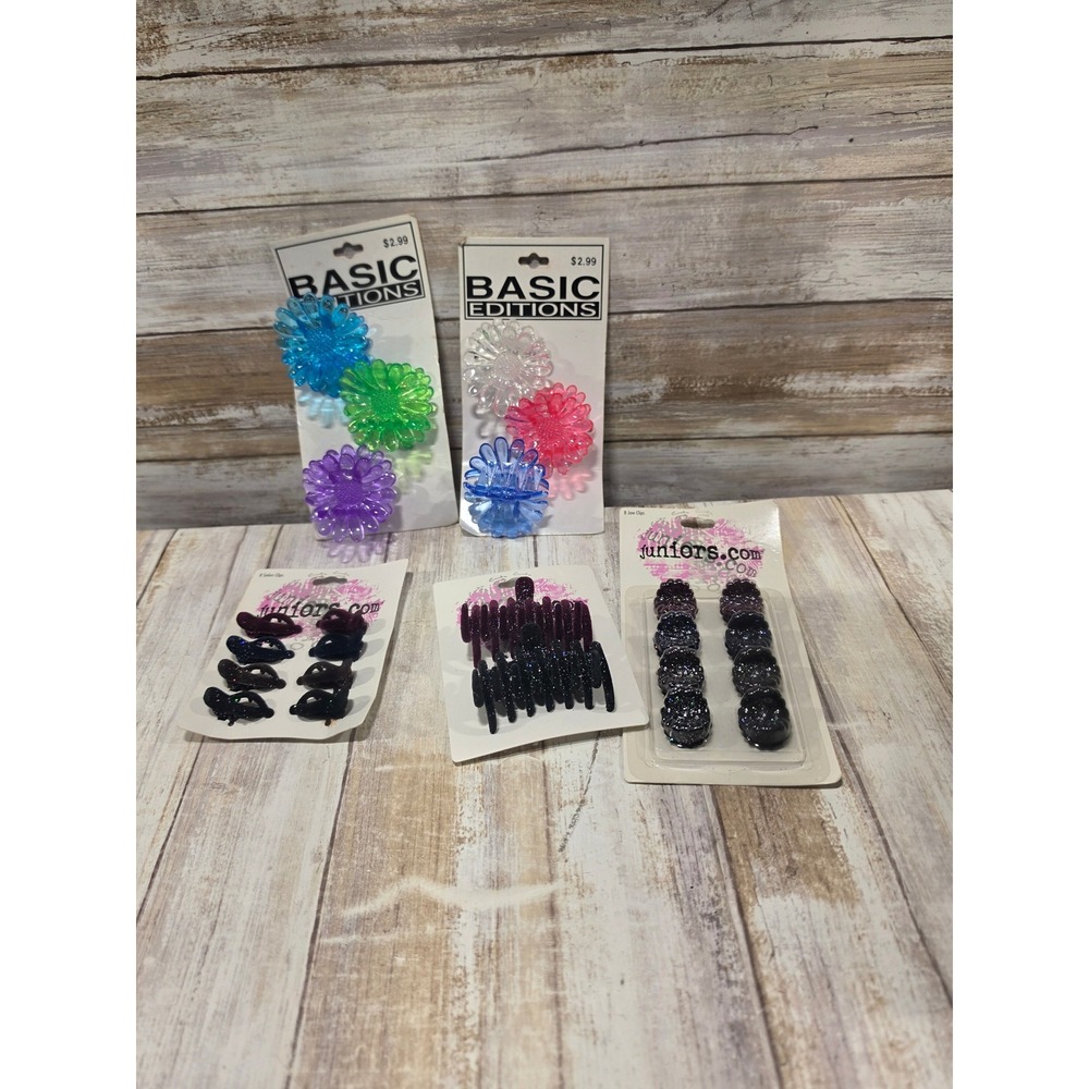 Vintage Y2K Hair Clip Lot Basic Editions‎ Juniors Glitter Flower Jaw Salon Clips